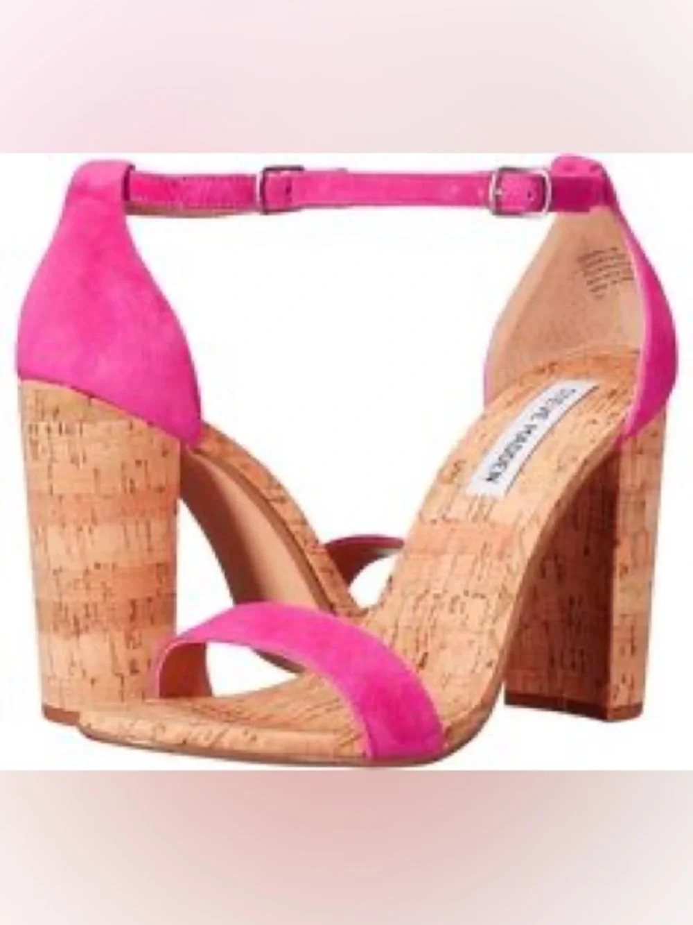 Steve Madden Carson-C Ankle Strap Heels Women 7M Pink Block Heel